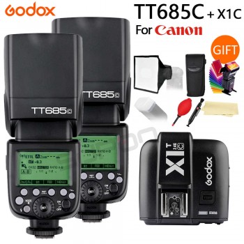 2pcs Godox TT685 TT685C 2.4G Wireless TTL High-speed sync 1/8000s GN60 Flash Speedlite + X1T-C Transmitter for Canon DSLR Camera