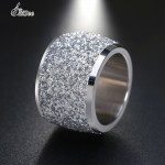 SaiSee 316L Stainless Steel Rings For Women Rose Gold/Silver Color Frosting Surface Big Wedding Band Party Ring Female Free Ship