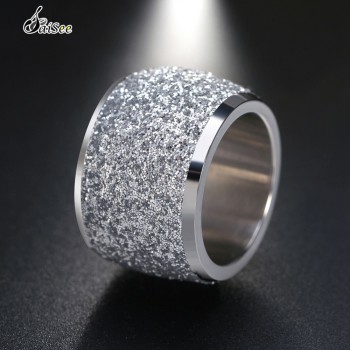 SaiSee 316L Stainless Steel Rings For Women Rose Gold/Silver Color Frosting Surface Big Wedding Band Party Ring Female Free Ship