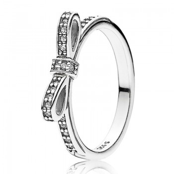 30% Silver Ring Rose Radiant Timeless Elegance Delicate Bow With Crystal Ring 925 Sterling Silver DIY Europe Jewelry