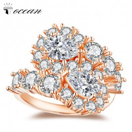 Tocean Rose Gold Color Wedding Rings for Women Bohemia AAA Zircon Engagement Femme Oval Bijoux Bague Size 5-12 RM1054