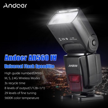 Andoer AD560 IV 2.4G Wireless Universal On-camera Slave Speedlite Flash Light GN50 w/ Trigger for Canon Nikon Sony  DSLR Cameras