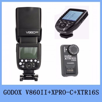 Godox V860II C V860C II E-TTL HSS 2.4G  Li-ion Battery Flash for Canon + Xpro-C TTL Wireless Flash Trigger+XTR-16S Remote
