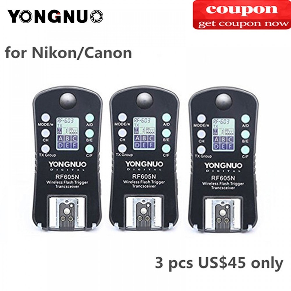 3PCS YONGNUO RF-605C RF605C RF605N RF-605N Wireless Flash Trigger for Canon Nikon compatible RF603II YN560IV YN685 YN660 YN560II