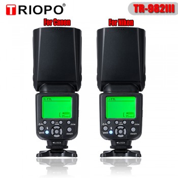 Triopo TR-982III Flash Light TR982III Speedlite High Speed Synchronous i-TTL Flash 2.4G Wireless Master Slave For CANON/NIKON