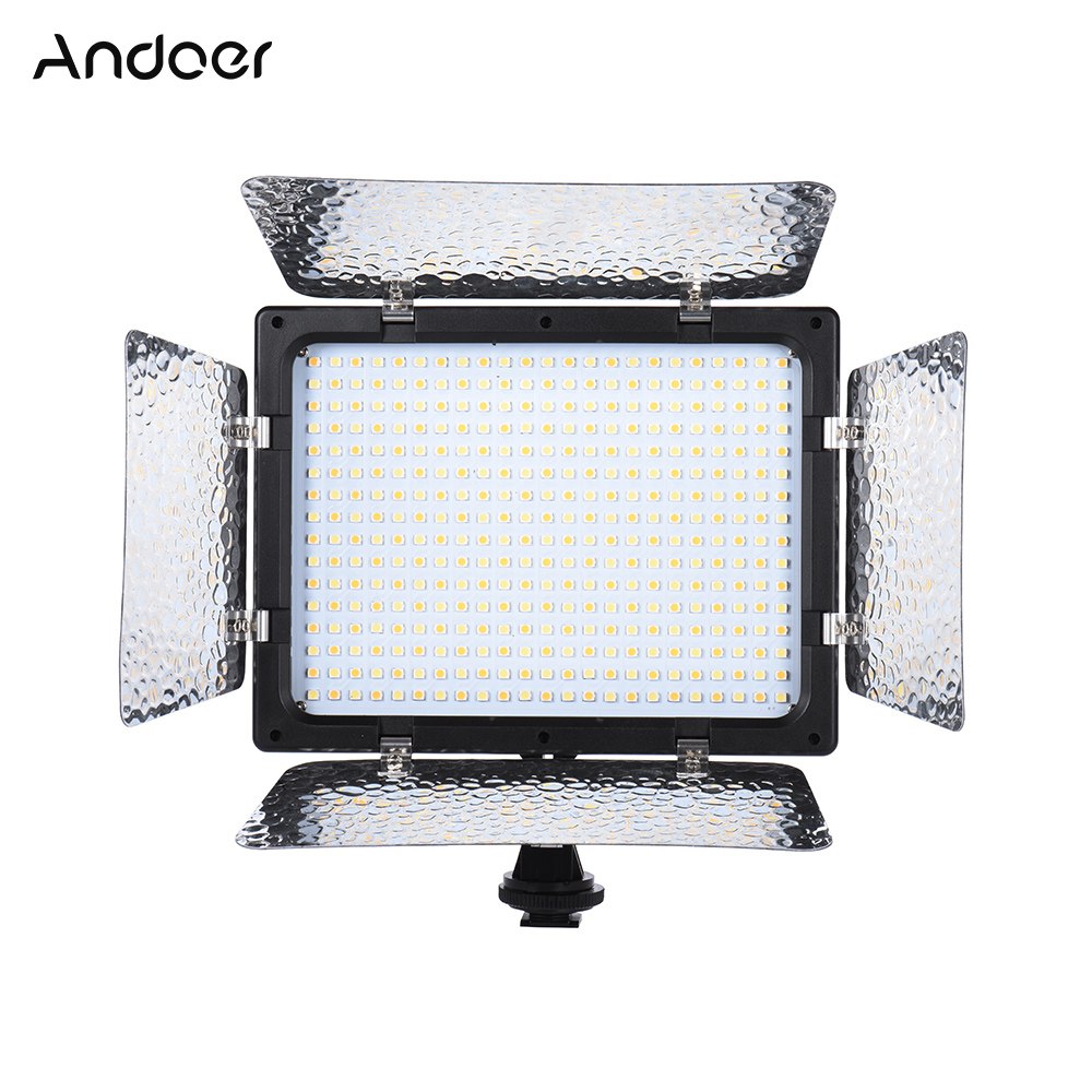 Andoer LED Video Light Adjustable Brightness Photography Light Continuous Light Panel w/ Camera Mount and Filters