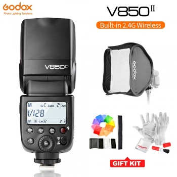Godox V850II GN60 2.4G Wirless X System Speedlite w/ 2000mAh Battery Flash Light for Canon Nikon DSLR Cameras Softbox Filter Kit