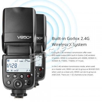 Godox V850II GN60 2.4G Wirless X System Speedlite w/ 2000mAh Battery Flash Light for Canon Nikon DSLR Cameras Softbox Filter Kit