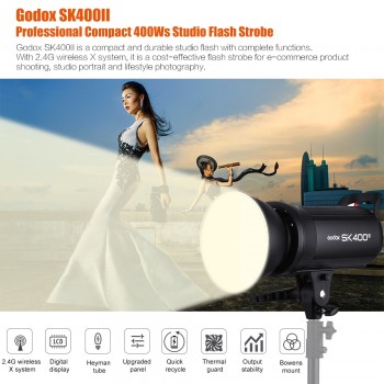 Godox SK400II Professional Compact 400Ws Studio Flash Strobe Light Built-in Godox 2.4G Wireless X System GN65 5600K