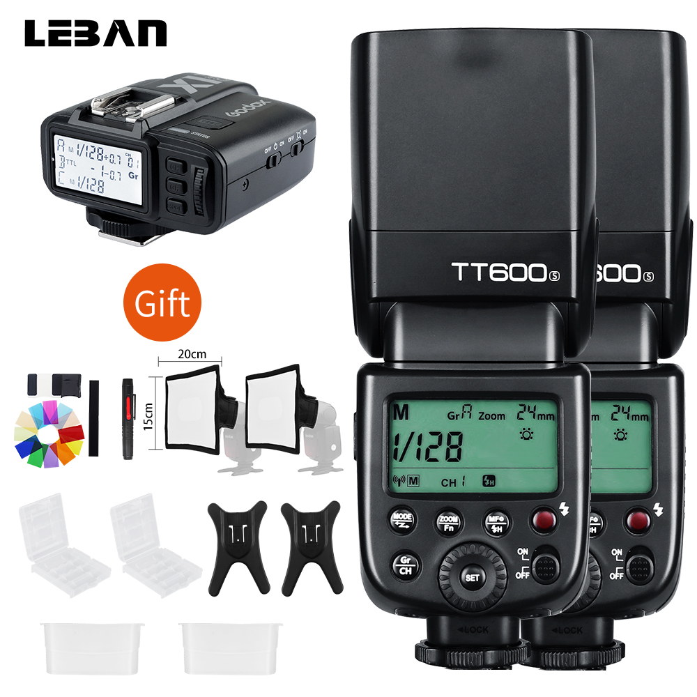 2pcs Godox TT600S GN60 2.4G Camera Flash Speedlite +X1T-S Transmitter for Sony Camera A7 A7S A7R A7 II A6000 A58 A99