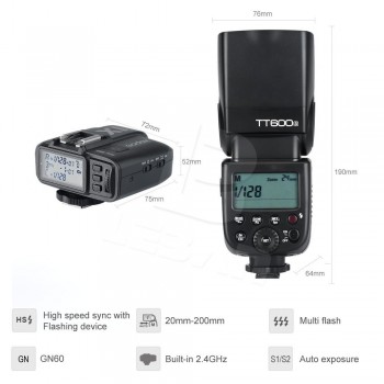 2pcs Godox TT600S GN60 2.4G Camera Flash Speedlite +X1T-S Transmitter for Sony Camera A7 A7S A7R A7 II A6000 A58 A99