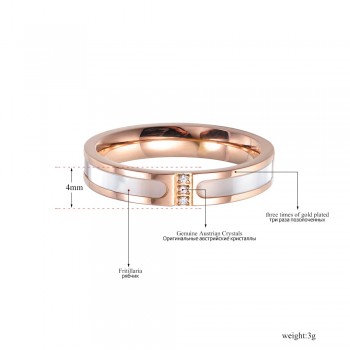 Lokaer Simple Design Rose Gold Color Clear Rhinestone Titanium Steel Shell Wedding Rings For Women Engagement Gifts Bague Femme
