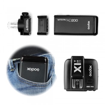 GODOX AD200 TTL 2.4G HSS 1/8000s Pocket Flash Light Double Head 200Ws with 2900mAh Lithium Battery Flashlight Flash Strobe Flash