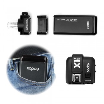 GODOX AD200 TTL 2.4G HSS 1/8000s Pocket Flash Light Double Head 200Ws with 2900mAh Lithium Battery Flashlight Flash Strobe Flash