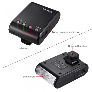 Andoer WS-25 Mini Digital Slave Flash Speedlite On-Camera Flash w/ Universal Hot Shoe GN18 for Canon Nikon Pentax Sony