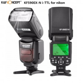 Kamp;F CONCEPT KF590EX-N LCD Wireless TTL Flash Speedlite Master Slave Speedlight For Nikon d3300 d7200 d3200 d800 d750 DSLR Camera