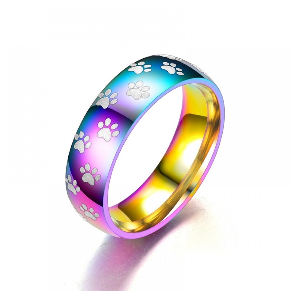 MISANANRYNE New Fashion Colorful Paw Prints Rings For Women Men Simple Vintage Couple Wedding Band Ring Party Female Jewelry