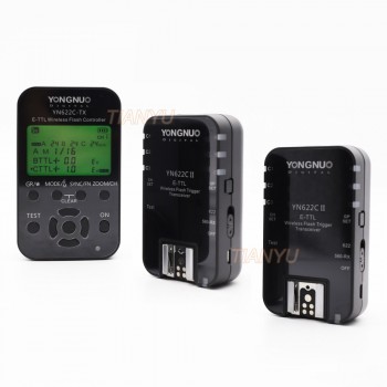 3in1 YONGNUO YN-622C II 2 Triggers + YN622C-TX LCD Controller ETTL Wireless Flash Trigger Transceivers for Canon Yongnuo Flash