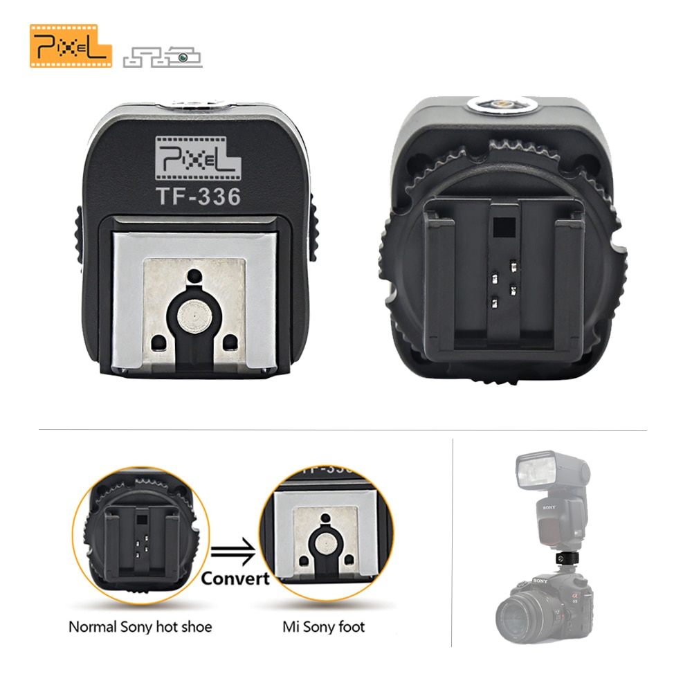 Pixel TF-336 TTL Hot Shoe Adapter Converter with PC Port Convertering for Sony Normal Hotshoe Camera to Use New Mi Hotshoe Flash