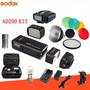 Godox AD200 Kit 200Ws 2.4G TTL Pocket Flash Strobe 1/8000 HSS Cordless Monolight 2900mAh Lithimu Battery and Bare Bulb/Speedlite