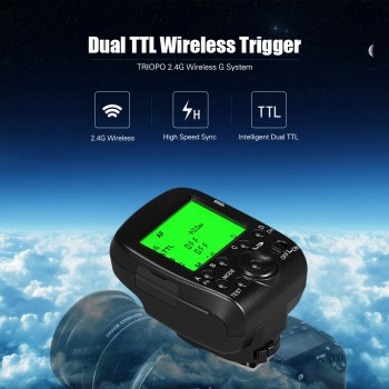 TRIOPO G1 Dual TTL Wireless Trigger with Widescreen LCD Display 1/8000s HSS 2.4G 16 Channels for Canon Nikon Series Cameras