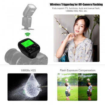 TRIOPO G1 Dual TTL Wireless Trigger with Widescreen LCD Display 1/8000s HSS 2.4G 16 Channels for Canon Nikon Series Cameras