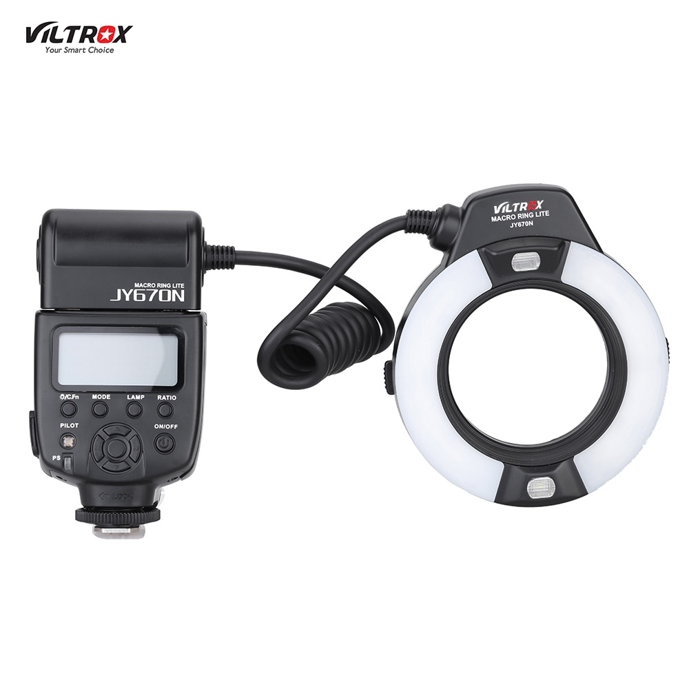 Viltrox JY-670N On-camera i-TTL Macro Close-up Fill-in LED Ring Flash Speedlite Light for D3300 DSLR Camera with Adapter Ring