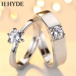 H:HYDE Fashion Crystal CZ Stone Wedding Engagement Rings for Couples Stainless Steel Adjustable Ring for women men