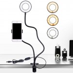 Selfie LED Ring Light  2 in 1 Cell Phone Mobile Holder 360 Degree Lazy Bracket Desk Live Stream Lamp Flash For iPhone X 8 phone