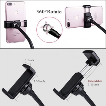 Selfie LED Ring Light  2 in 1 Cell Phone Mobile Holder 360 Degree Lazy Bracket Desk Live Stream Lamp Flash For iPhone X 8 phone