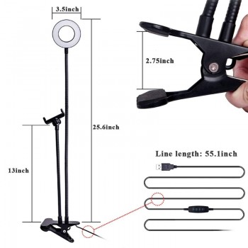 Selfie LED Ring Light  2 in 1 Cell Phone Mobile Holder 360 Degree Lazy Bracket Desk Live Stream Lamp Flash For iPhone X 8 phone