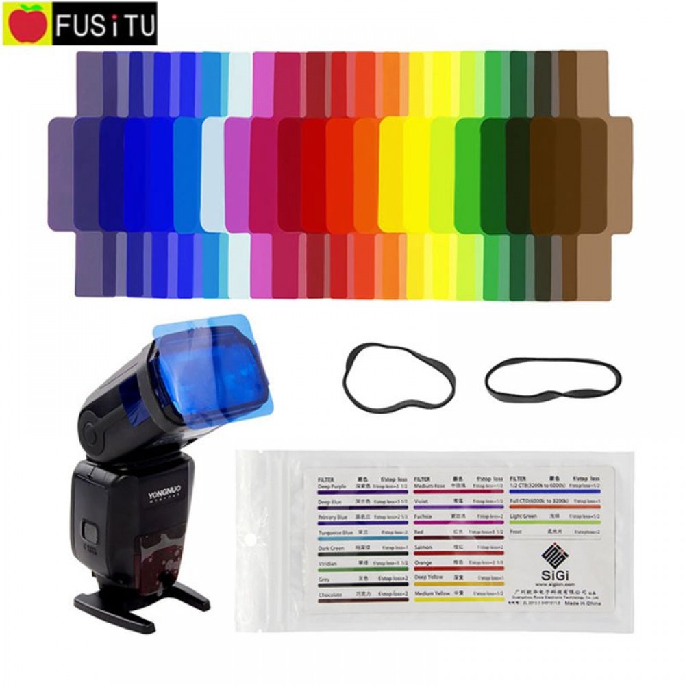 Fusitu 20pcs Flash Speedlite Color Gels Filters for Canon Nikon Sony Godox Yongnuo Shanny