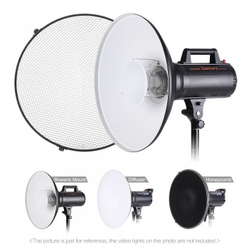 Photography Studio Beauty Dish 41cm/16 Inch Speedlite Strobe Diffuser Lampshade Bowens Mount with Reflector Honeycomb Soft Cloth