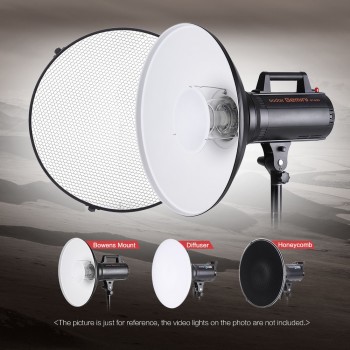 Photography Studio Beauty Dish 41cm/16 Inch Speedlite Strobe Diffuser Lampshade Bowens Mount with Reflector Honeycomb Soft Cloth