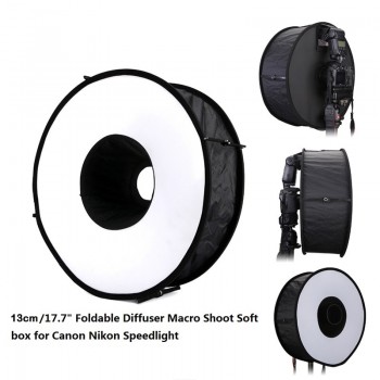 Top Deals 45cm Foldable Ring Speedlite Flash Diffuser Macro Shoot Round Softbox for Canon Nikon Sony Pentax Godox Speedlight