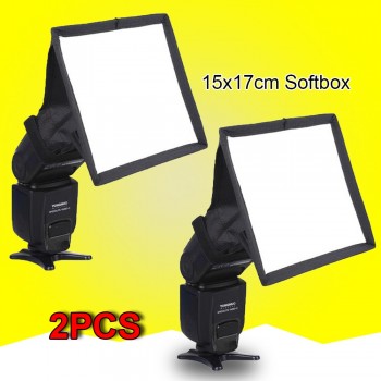2pcs 15x17cm Universal Flash Square Softbox Diffuser for Canon Nikon Sony Pentax Metz Yongnuo Viltrox Speedlite