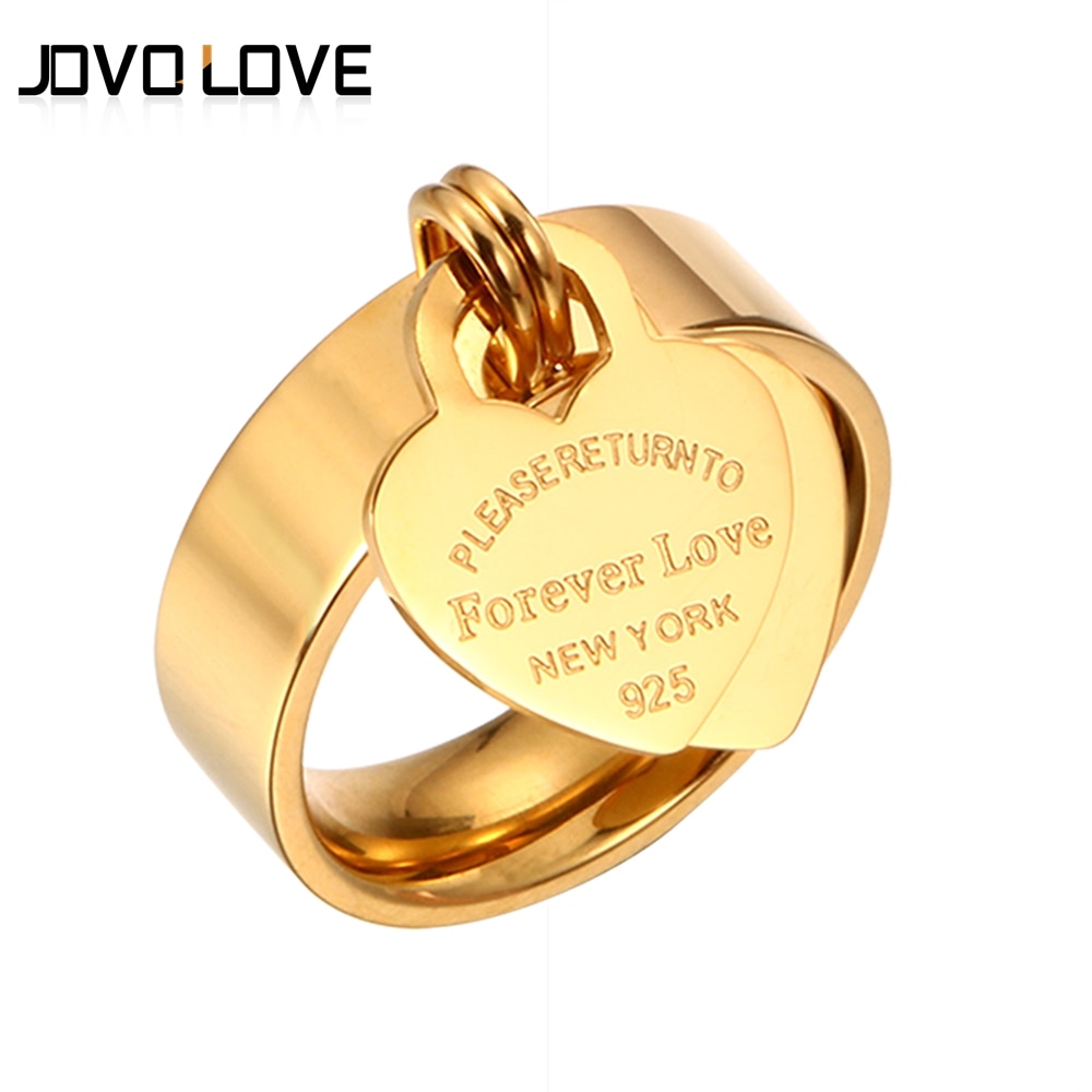Fashion Forever Lovers Heart Rings 316L Stainless Steel Engrave Ring Rose Gold Women Rings for Wedding Gift Brand Jewellery