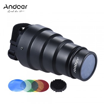 Andoer Conical Flash Snoot Light Modifier with 50 Degree Honeycomb Color Filter for Canon Nikon Photography On-camera Speedlite