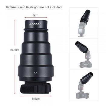 Andoer Conical Flash Snoot Light Modifier with 50 Degree Honeycomb Color Filter for Canon Nikon Photography On-camera Speedlite