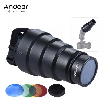 Andoer Conical Snoot Light Modifier w/50 Degree Honeycomb Color Filter for Canon Nikon Neewer Photography On-camera Speedlite