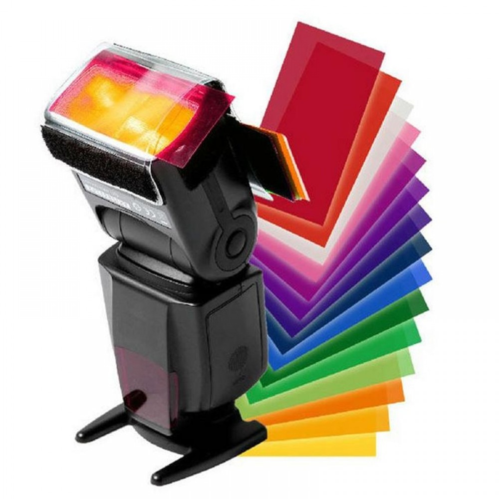 12 color card for Strobist Flash Gel Filter Color Balance with rubber band For Canon Nikon Sony Olympus Flash photoflash lamp