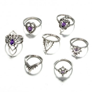 GEMIXI 7 Pcs Rings Set Natural Fire Opal Ring Wedding Engagement Jewel  4.16