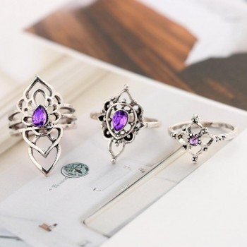 GEMIXI 7 Pcs Rings Set Natural Fire Opal Ring Wedding Engagement Jewel  4.16