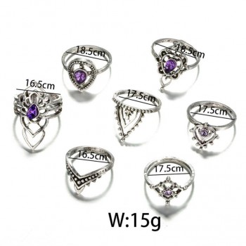 GEMIXI 7 Pcs Rings Set Natural Fire Opal Ring Wedding Engagement Jewel  4.16