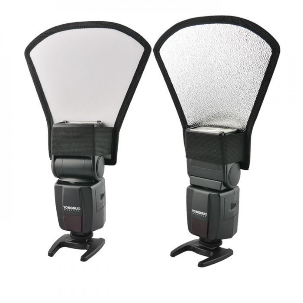 Flash Diffuser For Canon Nikon Speedlite Photography DSLR Camera Accessories Flash Diffuser Softbox Silveramp;White Reflector