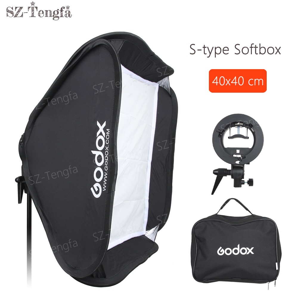 Godox 40x40 cm Flash Softbox Kit con S-Type Staffa Bowen Mount Holder Per La Macchina Fotografica Photo Studio