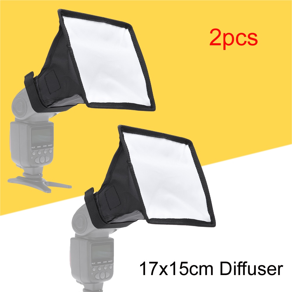 2pcs Universal 17x15cm Flash Square Softbox  Diffuser for Canon Nikon Sony Yongnuo Godox Metz Speedlite