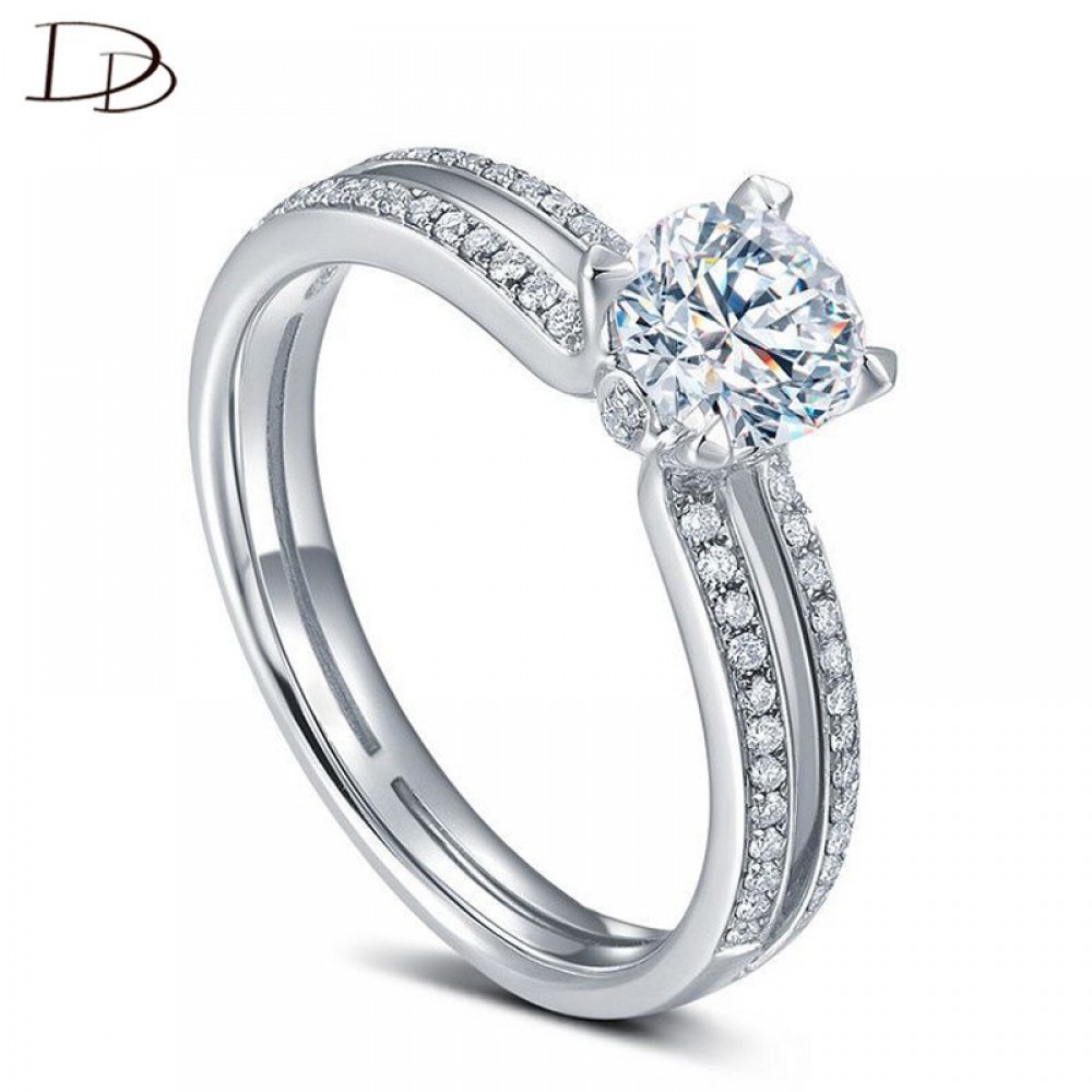 DODO Shining AAA Zirconia Wedding Bands Fashion Double Row Small CZ Stone Inlay Design Bijoux Femme Anillos Engagement DD039