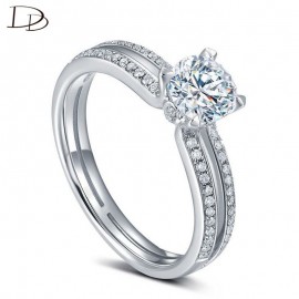DODO Shining AAA Zirconia Wedding Bands Fashion Double Row Small CZ Stone Inlay Design Bijoux Femme Anillos Engagement DD039