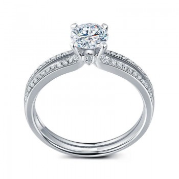 DODO Shining AAA Zirconia Wedding Bands Fashion Double Row Small CZ Stone Inlay Design Bijoux Femme Anillos Engagement DD039